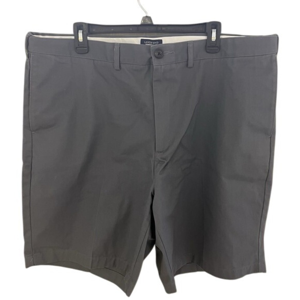Lands End Mens Traditional Fit Flat Front Shorts Gray Size‎ 42